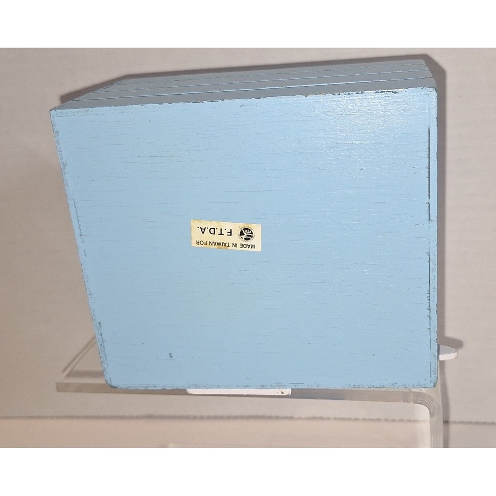 Vintage FTDA Blue Wood Goose Crate Planter Country Decor Storage Box 1980s - Picture 6 of 10